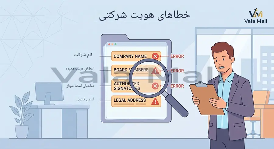 جرایم عدم ارسال اظهارنامه مالیاتی شرکتها 9 اشتباه درباره اطلاعات هویتی شرکت، اعضا یا نشانی قانونی